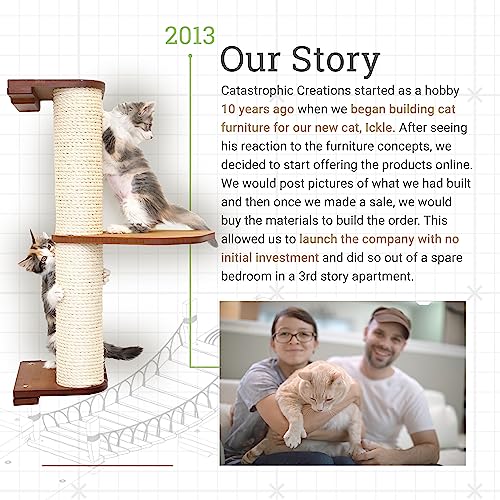 CatastrophiCreations Wall Mounted Cat Shelf, Chestnut/Natural