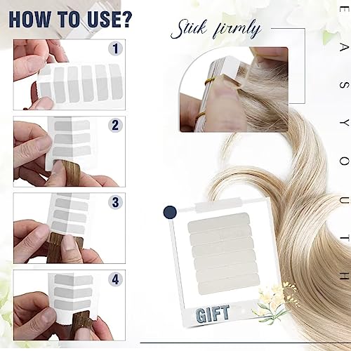 Easyouth Tape In Brown Hair Extensions Tape In Real Hair Tape, 50g, 20Pcs