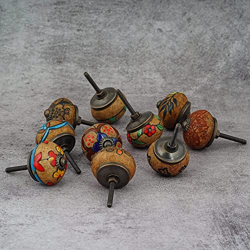 Cabinet Knobs 30 Pack Ceramic Multi Colour Rustic Vintage Cupboard Drawer - view 2
