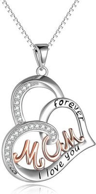 TOUPOP 925 Sterling Silver I Love You Forever Heart Necklace for Mum