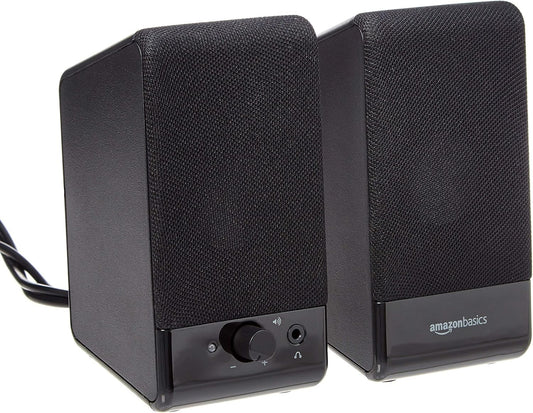Amazon Basics Computer Speakers For Desktop or Laptop PC, USB-Powered, Black