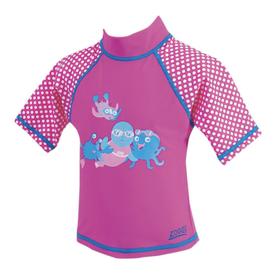Zoggs Swim Top Sun Protection Beach Holiday Wear Pink- Age 6-12 Months