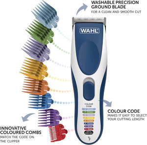 Wahl Colour Pro Cordless Clipper, Hair Clippers for Men, Men’s Head Shaver, Colour Coded Guide Combs, Clippers for Family Hair Cuts, Easy Home Haircutting