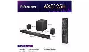 Hisense AX5125H 5.1.2Ch Soundbar with Rear Speakers & Subwoofer Home Cinema