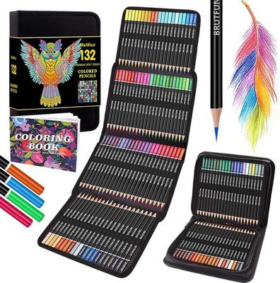 Melifluo 132 Colouring Pencils Set with Black Portable Zipper Bag. Professional