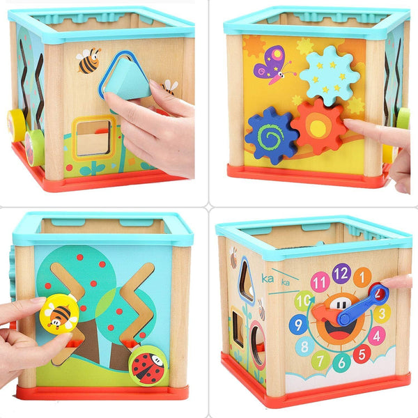 5 in 1 Wooden Activity Cube Kids Educational Multipurpose Baby Learning Toys