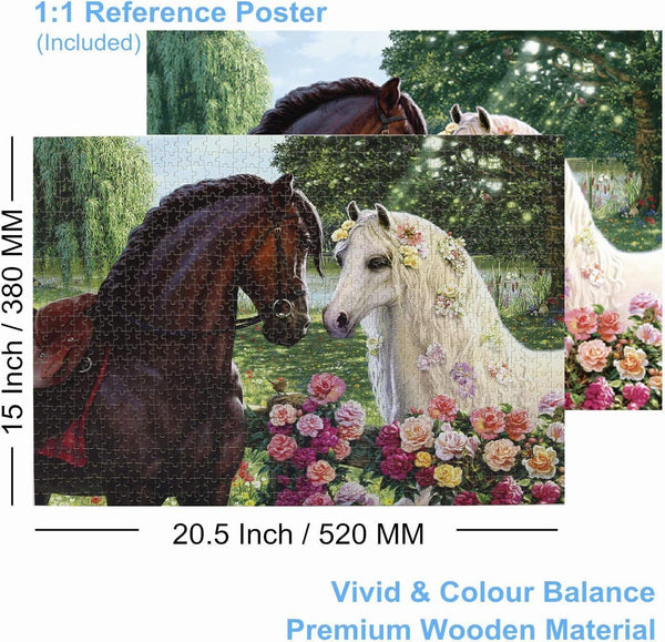 AveJoys Puzzle 1000 Pieces Adult Brown & White Horse 52 x 38 cm Wooden Puzzle