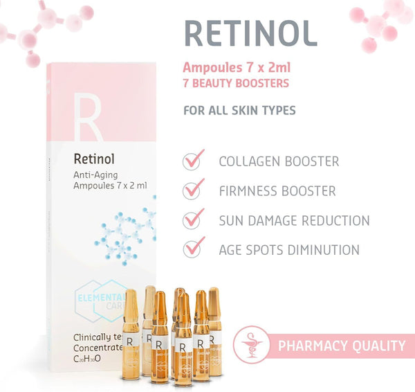 Retinol Serum for Wrinkles - Collagen Booster, Face Lift, 7 Ampoules