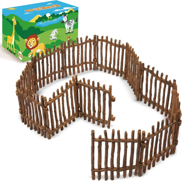 EYSCOTA 12PCS Farm Fence Toy Corral Set for Barn, Paddock Animals Kids