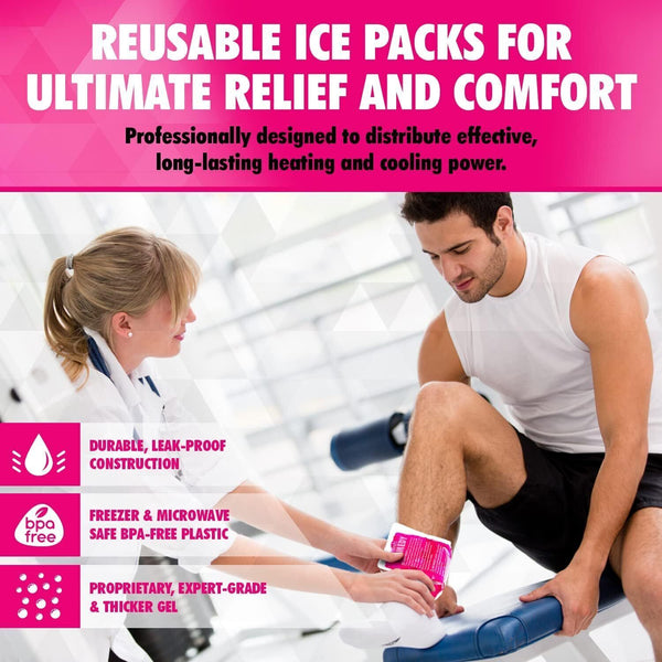 2x Gel Ice Packs for Injuries Reusable Gel Reusable Hot & Cold Pack Compress