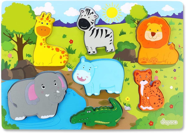 Japace Safari Animal Wooden Puzzle 1y+ Montessori Toddler Educational Baby Toy
