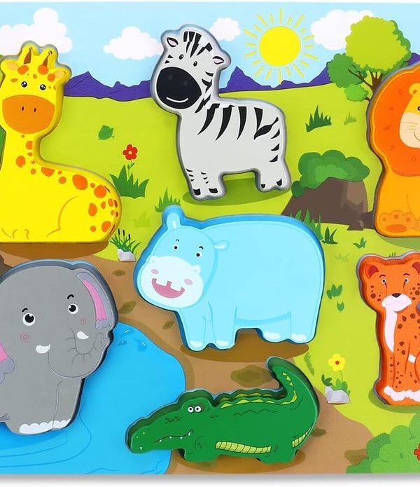 Japace Safari Animal Wooden Puzzle 1y+ Montessori Toddler Educational Baby Toy