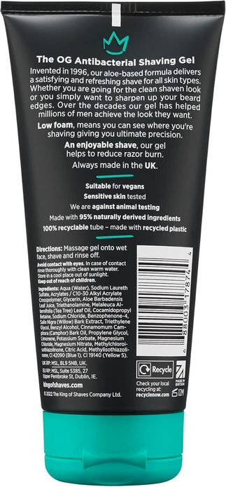 2 X King of Shaves Antibacterial Shaving Gel for Men Low Foam for Precise Shave