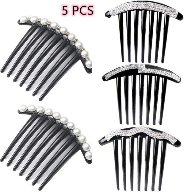 5 Pcs Pearl Hair Combs - Side, Bun, Bridal Accessories for Girls