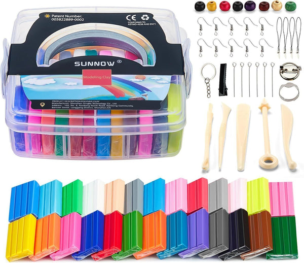 SUNNOW newyang Polymer Clay Set - 24 Colors DIY Oven Bake Fimo with Tools