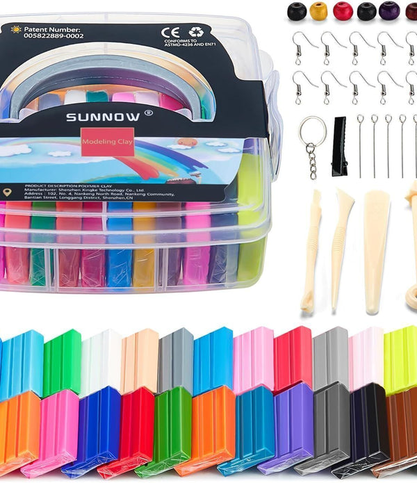 SUNNOW newyang Polymer Clay Set - 24 Colors DIY Oven Bake Fimo with Tools