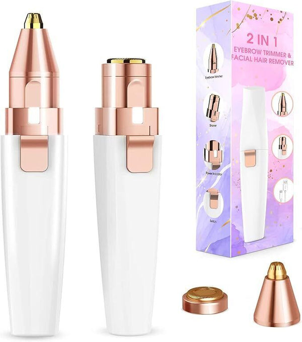 Facial Hair Remover & Eyebrow Trimmer with LED Light - Electric Hair Trimmer