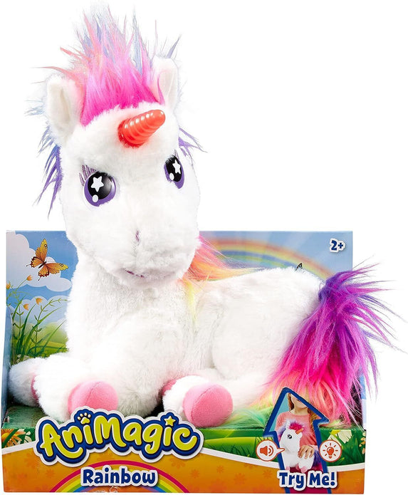 Animagic: Rainbow The Glowing Unicorn | Interactive Unicorn Plush with a Magical