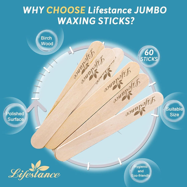 Lifestance Professional Wax Sticks (Wooden) 60PCS, For Body & Facial