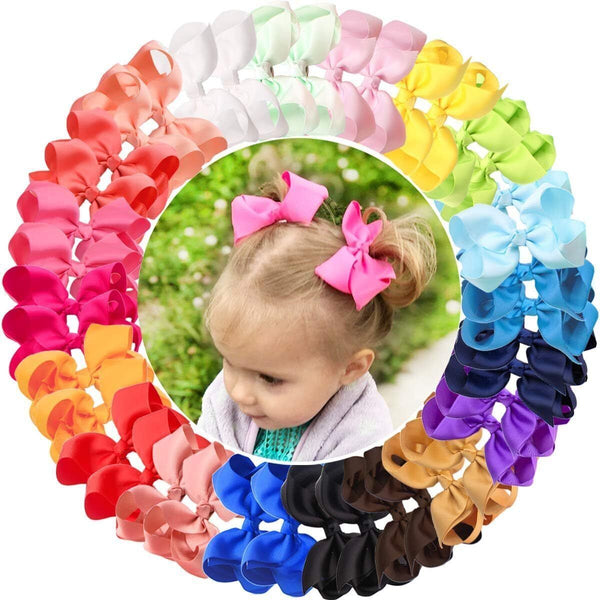 JOYOYO 40pcs Hair Bows for Girls - Handmade Grosgrain Ribbon Clips