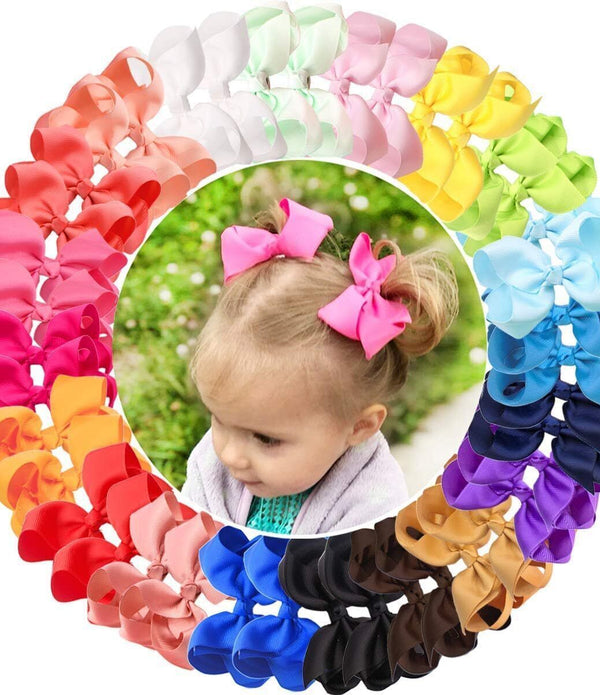 JOYOYO 40pcs Hair Bows for Girls - Handmade Grosgrain Ribbon Clips