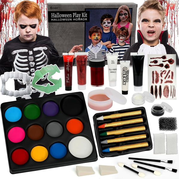 Flybay Halloween Face Paint Set  Water-Based Makeup Kit for Kids & Adults