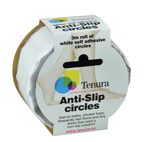 White Anti-Slip Bath & Shower Stickers - Round Non-Slip, 3m Roll for Safety