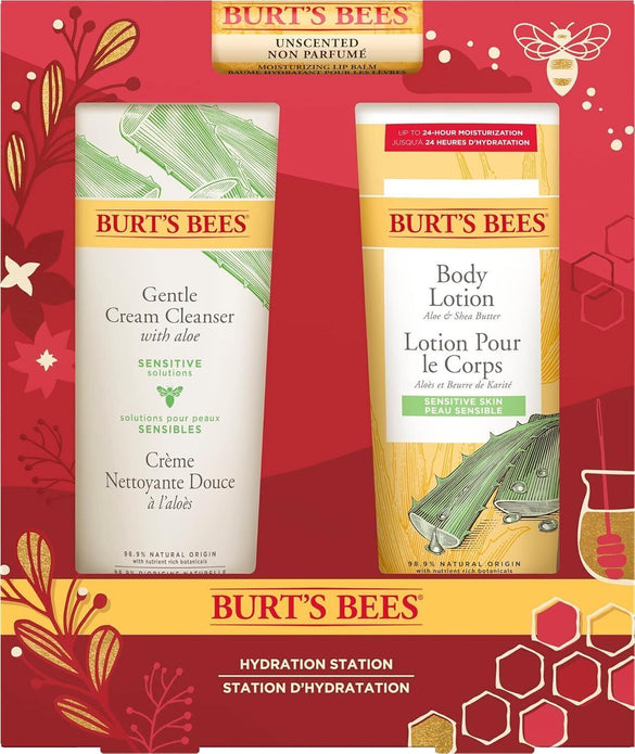 Burt's Bees Gift Set Lip Balm, Lotion & Face Cleanser - Pampering Trio