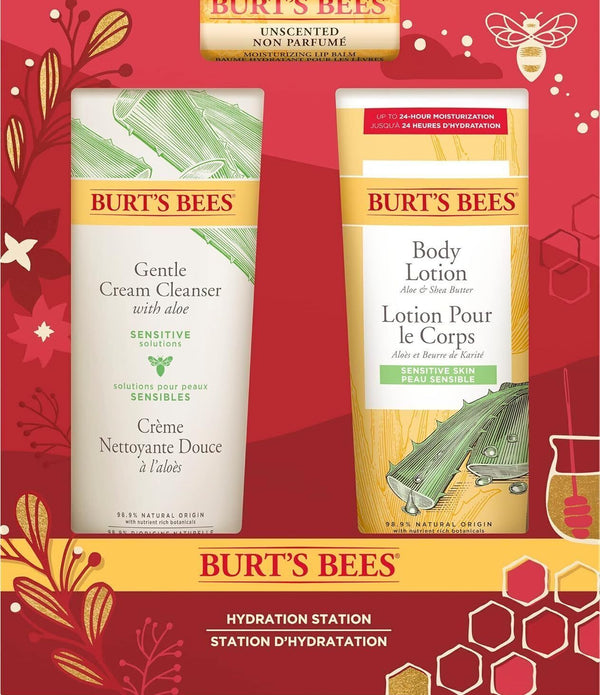 Burt's Bees Gift Set Lip Balm, Lotion & Face Cleanser - Pampering Trio