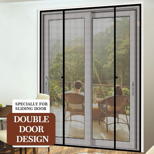 Yotache Fly Screen Door 188x206cm Polyester Double Door Mesh for Sliding Doors