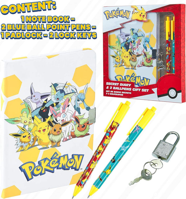 Pokemon Stationery Set Secret Dairy for Girls and Boys Notebook and Pen Set