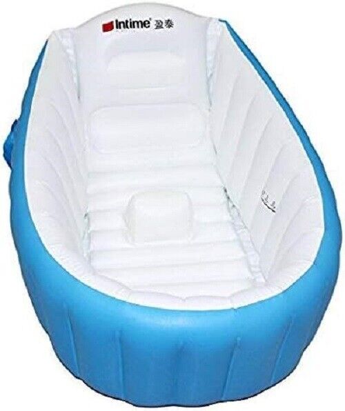 Alytimes Inflatable Baby Bathtub, No Pump, Foldable Shower Pool (Blue)