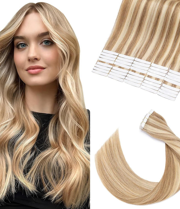 Elailite 40pcs Straight Tape-In Hair Extensions - 18