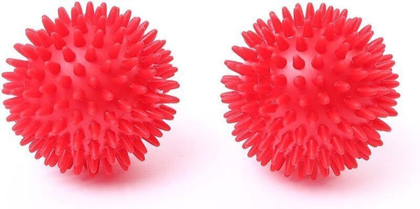 2 x  Spiky Massage Ball Deep Tissue Release Hand Finger Exercise - Red, 8cm