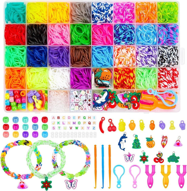 Loom Bands Kit Rubber Bands Kit for GirlsBoys 31 Colors with Clips Charms Beads 