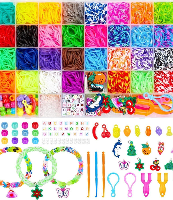 Loom Bands Kit Rubber Bands Kit for GirlsBoys 31 Colors with Clips Charms Beads 