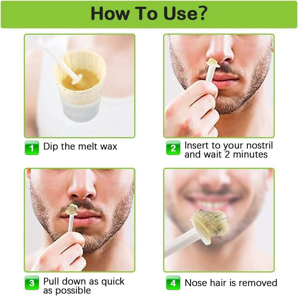 Nose Wax Kit for Men & Women  100g Wax, 20 Safe Tips, 10 Applicators & Stencils