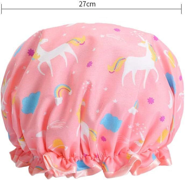 Shower Cap for Women Reusable Waterproof Bath Shower Caps Double Layer, 3 Pack