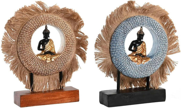 Decorative Figure DKD Home Decor Beige Blue Buddha Oriental 2 Units