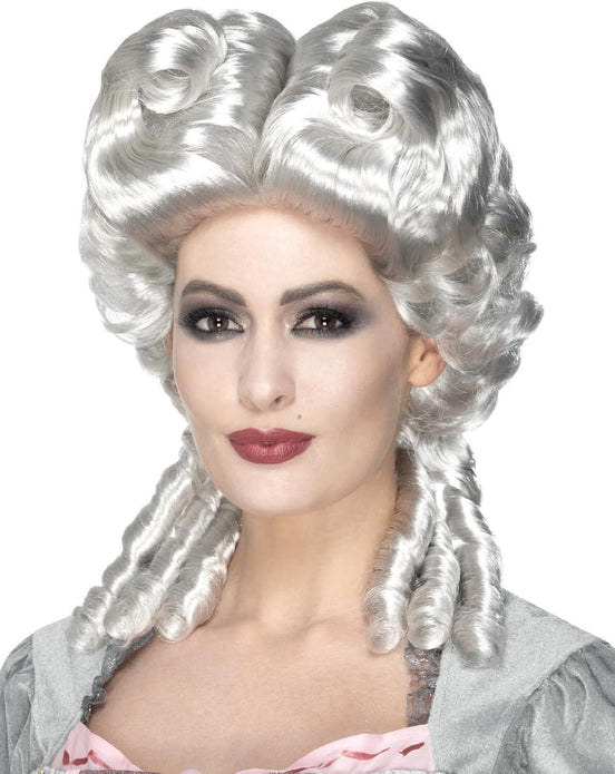 White Marie Antoinette Wig Halloween Baroque Fancy Dress Ladies Accessory