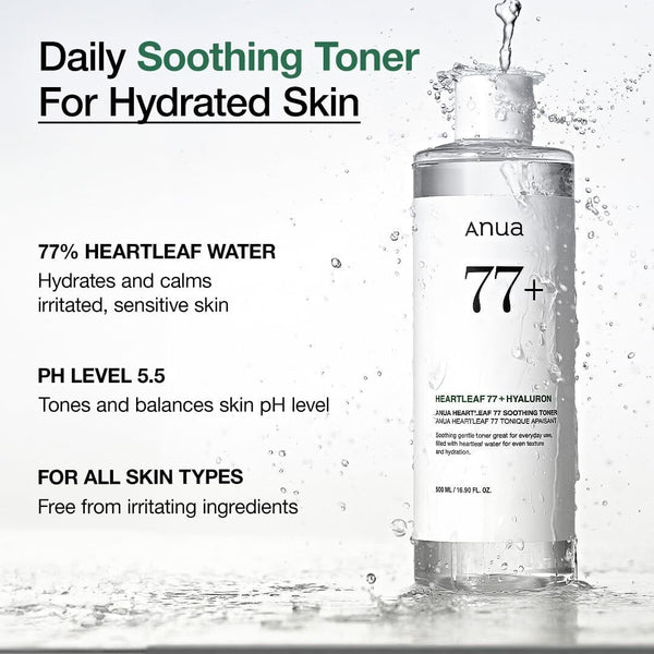 ANUA Heartleaf 77% Soothing Toner I pH 5.5 Trouble Care, Calming Skin,