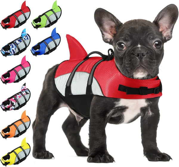 ALAGIRLS Dog Shark Life Jacket Adjustable Safety Vest Swimming Boating BLUE M