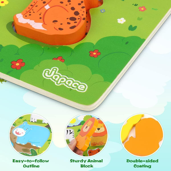 Japace Safari Animal Wooden Puzzle 1y+ Montessori Toddler Educational Baby Toy