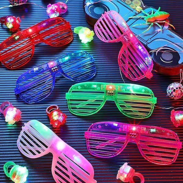 Neon Glasses Party Set, Light-Up Shutter Shades for Kids & Adults