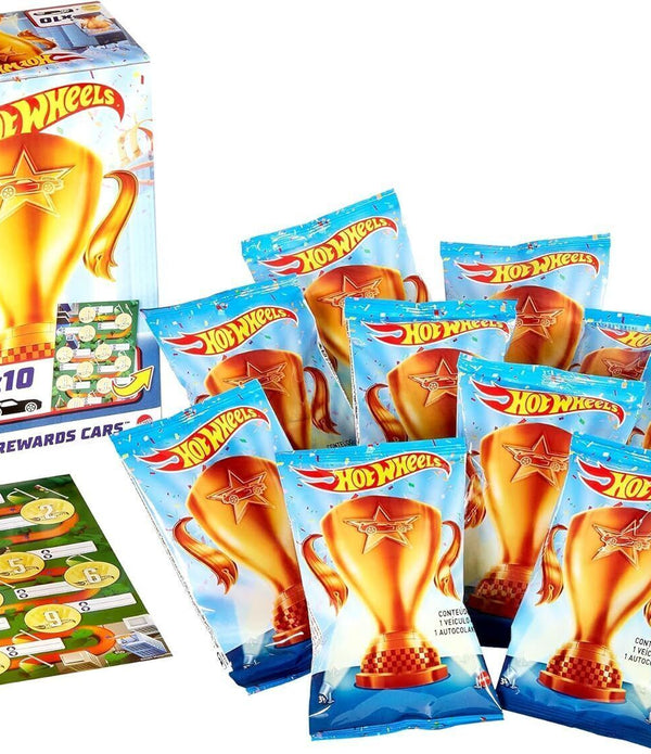 Hot Wheels Rewards Car 10 Pack 1:64 Scale Die-Cast Vehicles Gold Stickers Mattel