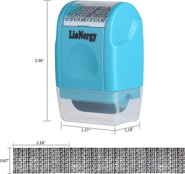 LioNergy Identity Protection Roller Stamp (Blue) + 3 Refills