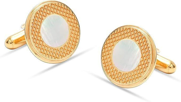 LeCalla 925 Sterling Silver Cufflinks - 14K Gold-Plated Round Pearl