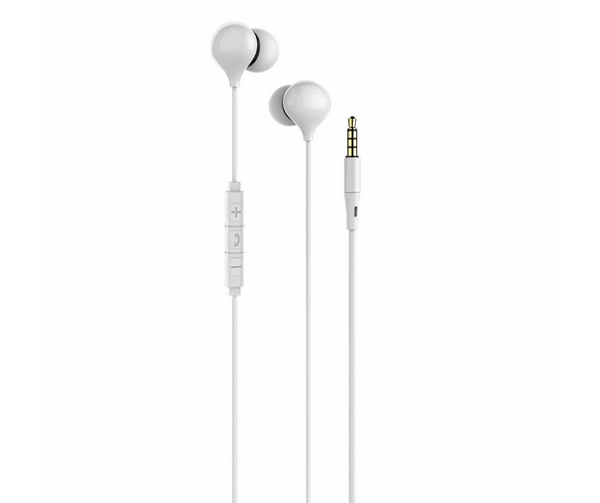 Juice Headphones Pods Wired With Mic, 3.5mm Aux Jack Earbud, Pure Sound, White