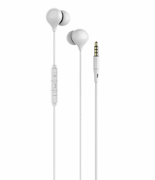 Juice Headphones Pods Wired With Mic, 3.5mm Aux Jack Earbud, Pure Sound, White