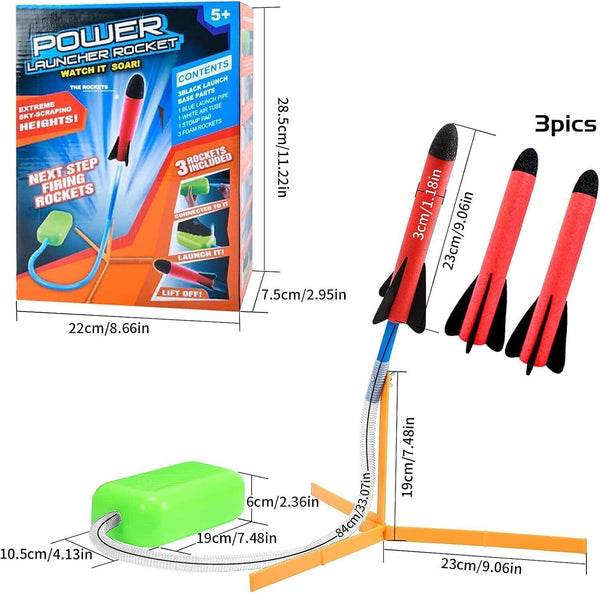 HONGECB Toy Rocket Launcher with 3 Foam Rockets - Outdoor Kids Science Game